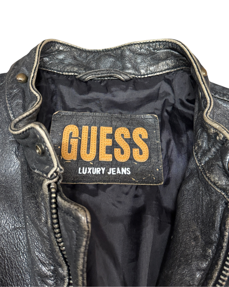 90s GUESS Luxury Jeans Graphics Leather Jacket