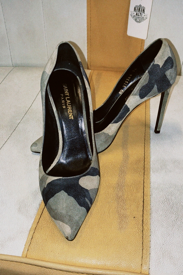 Saint Laurent Paris Camouflage Suede Stilettos