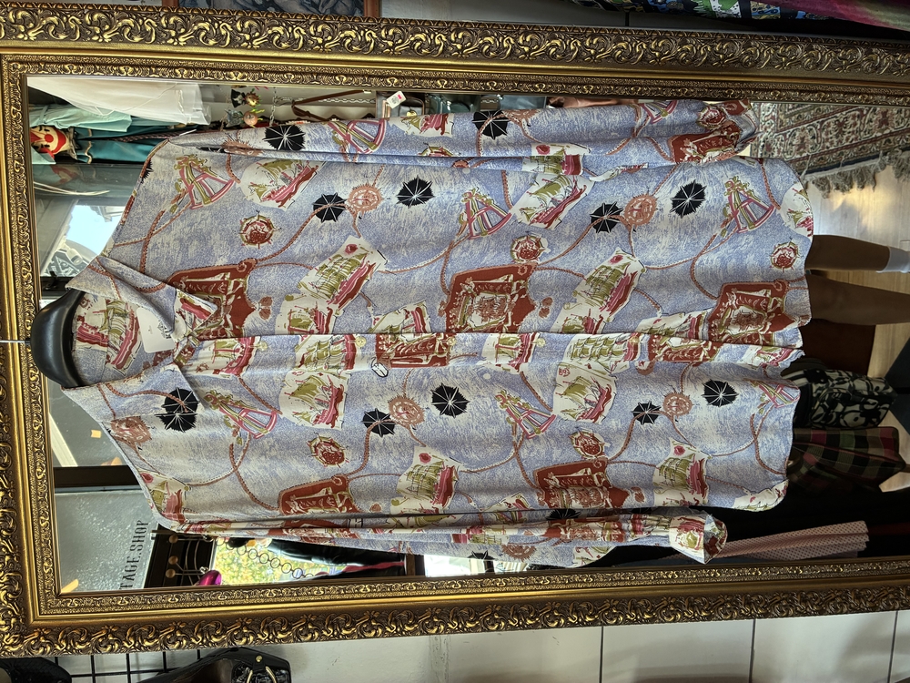 80’s Nautical Print Shirt – Sailing Ship & Compass Design