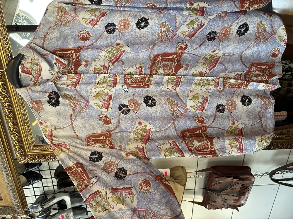 80’s Nautical Print Shirt – Sailing Ship & Compass Design