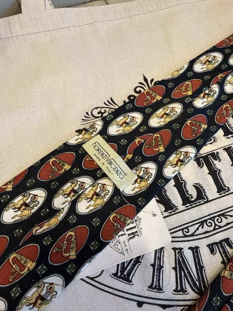 Fiorenzi Vincenzo Silk Made in Italy Equestrian Pattern Tie