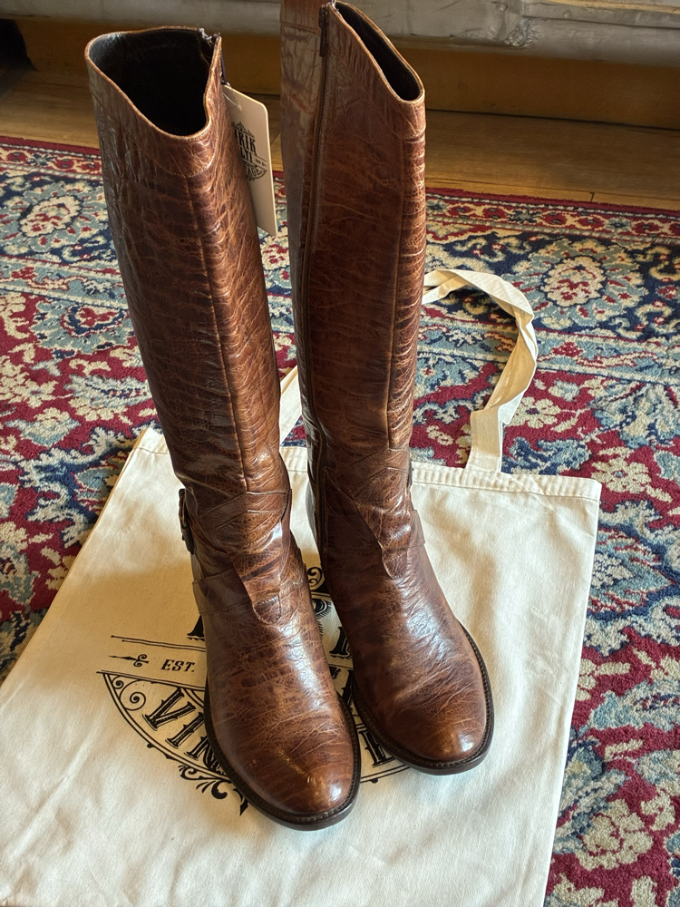 90's Brown Leather Long Boots