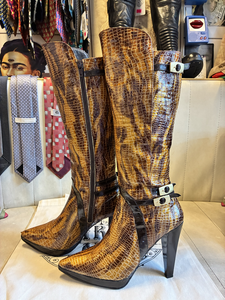 Crocodile Patent Leather Boots