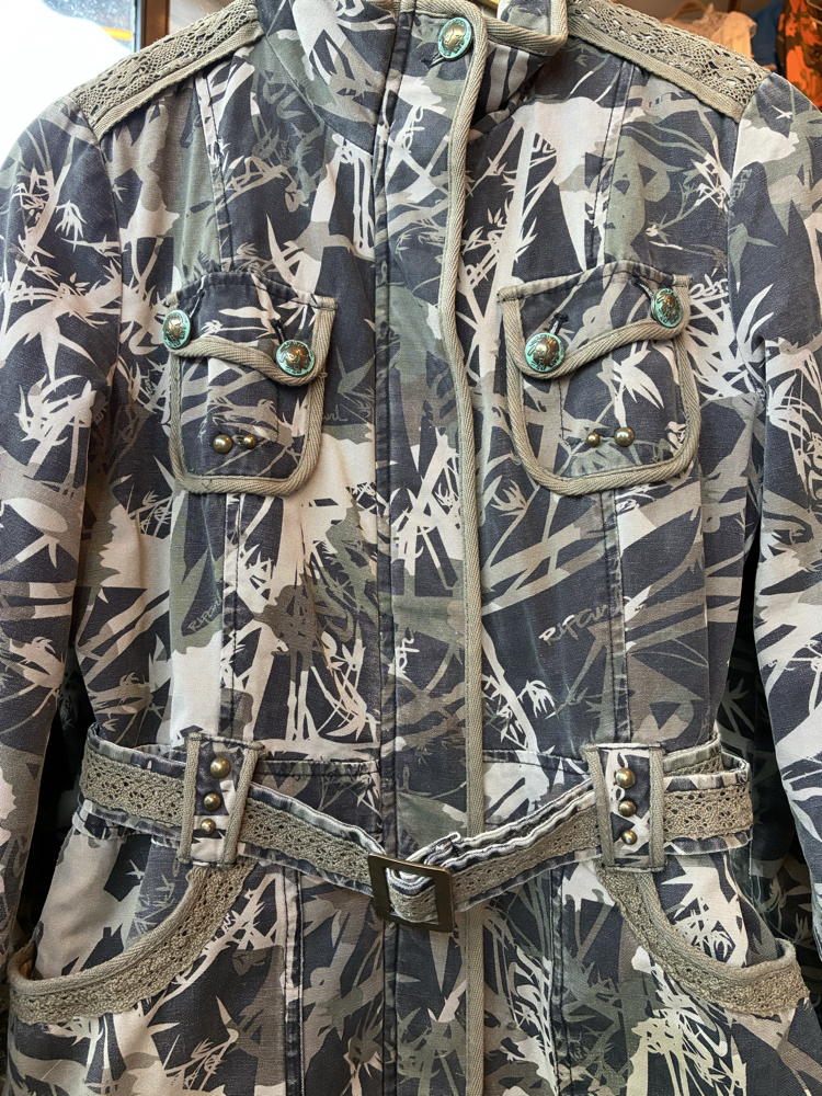 Mid-2000s WenQi Belted Camo Safari Utility Jacket