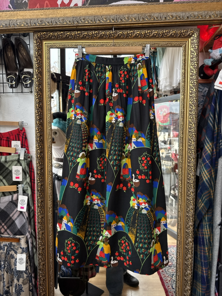 70’s Folk Art Village Print Skirt