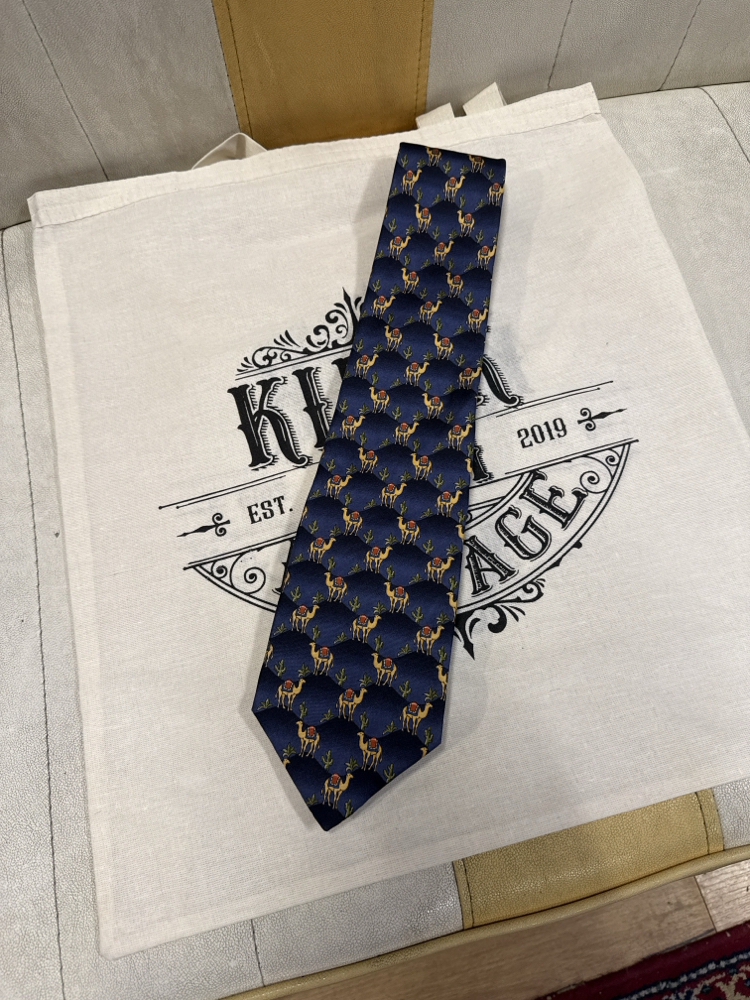 Camel & Cactus Motif Silk Tie - Made in Italy