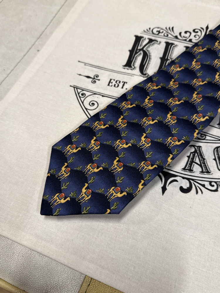 Camel & Cactus Motif Silk Tie - Made in Italy