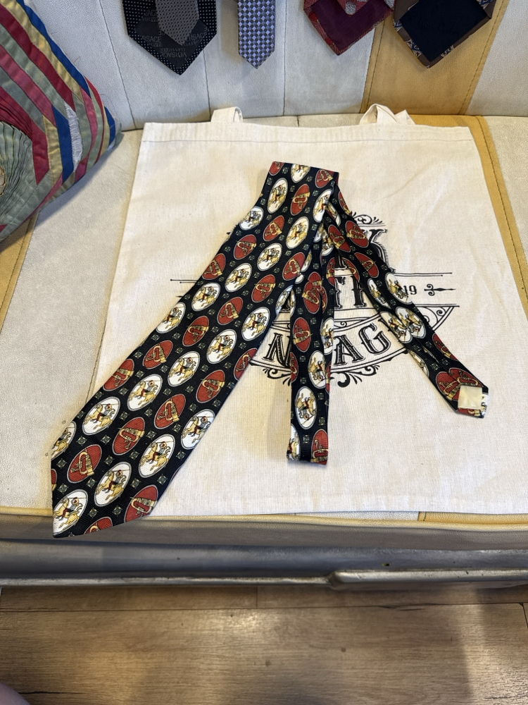 Fiorenzi Vincenzo Silk Made in Italy Equestrian Pattern Tie