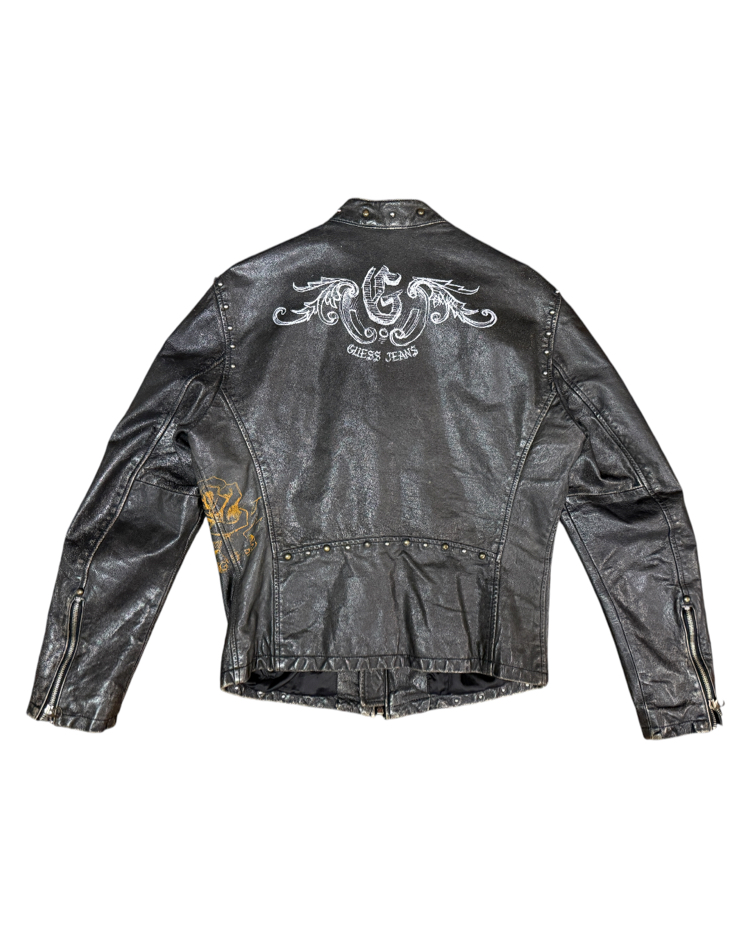 90s GUESS Luxury Jeans Graphics Leather Jacket