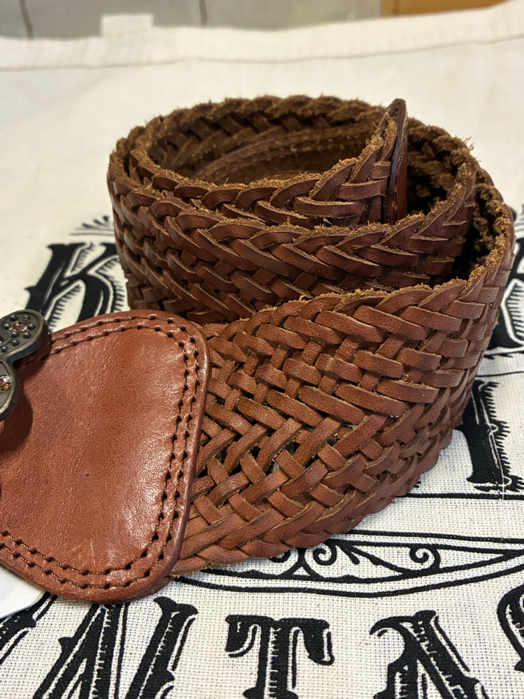90's Big Flowers Leather Belt