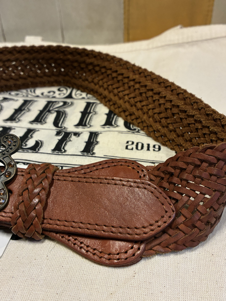 90's Big Flowers Leather Belt