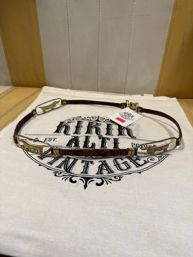Golden Dog Buckle Leather Belt
