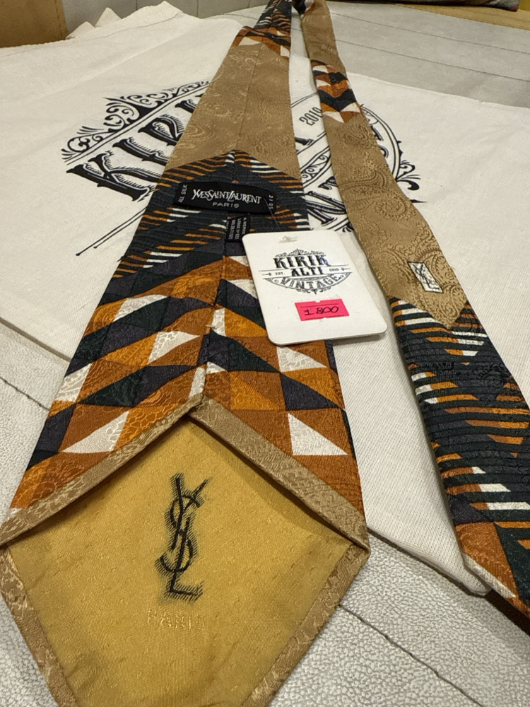 Yves Saint Laurent (YSL) Silk Tie - Made in Italy - Geometric & Paisley