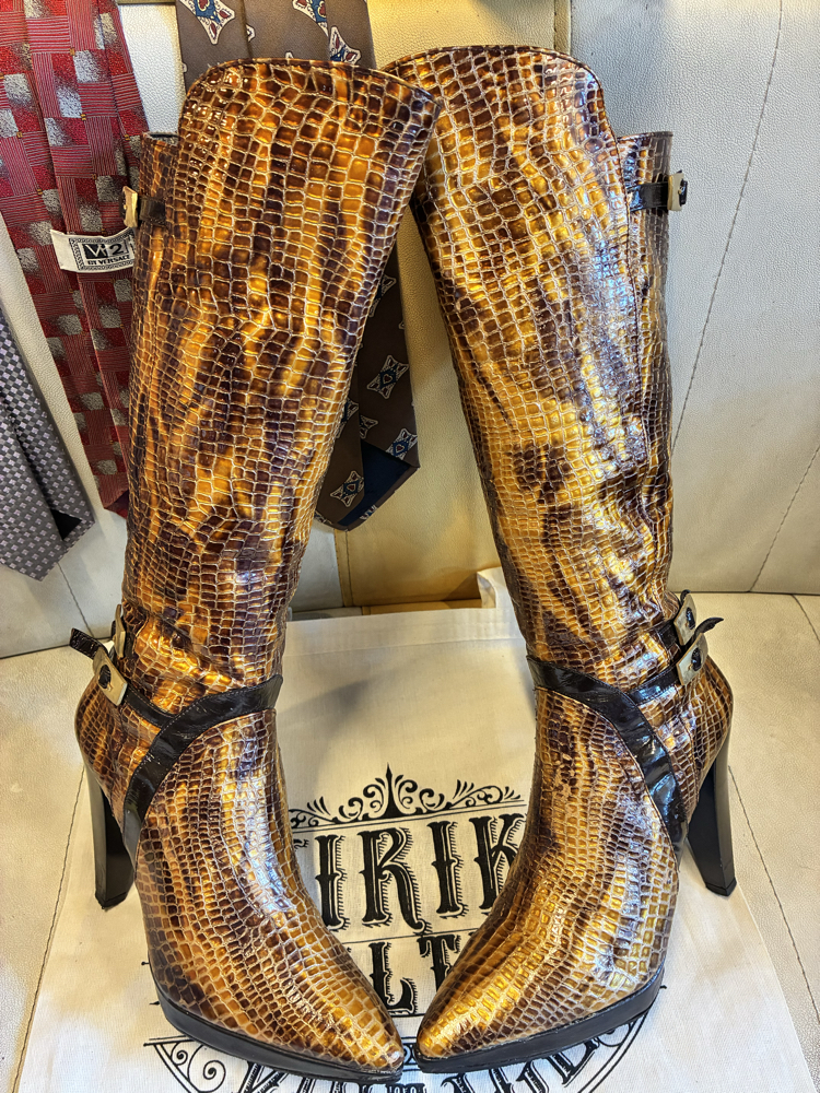 Crocodile Patent Leather Boots
