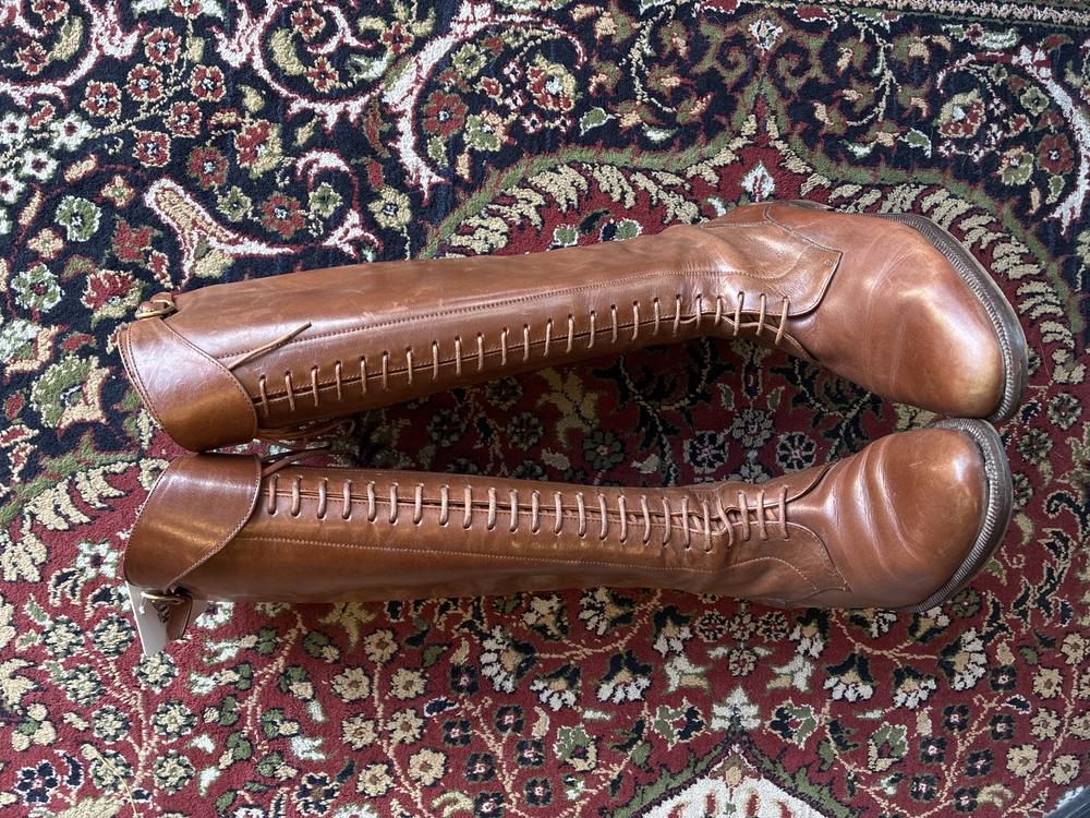 60’s Brown Leather Lace-Up Riding Boots