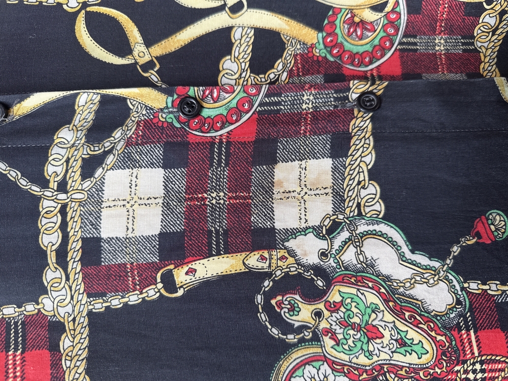 90’s Baroque Plaid Chain Print Shirt