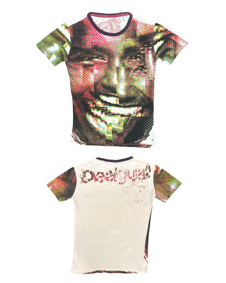 Desigual Y2K Glitched Graphic Face Print T-Shirt