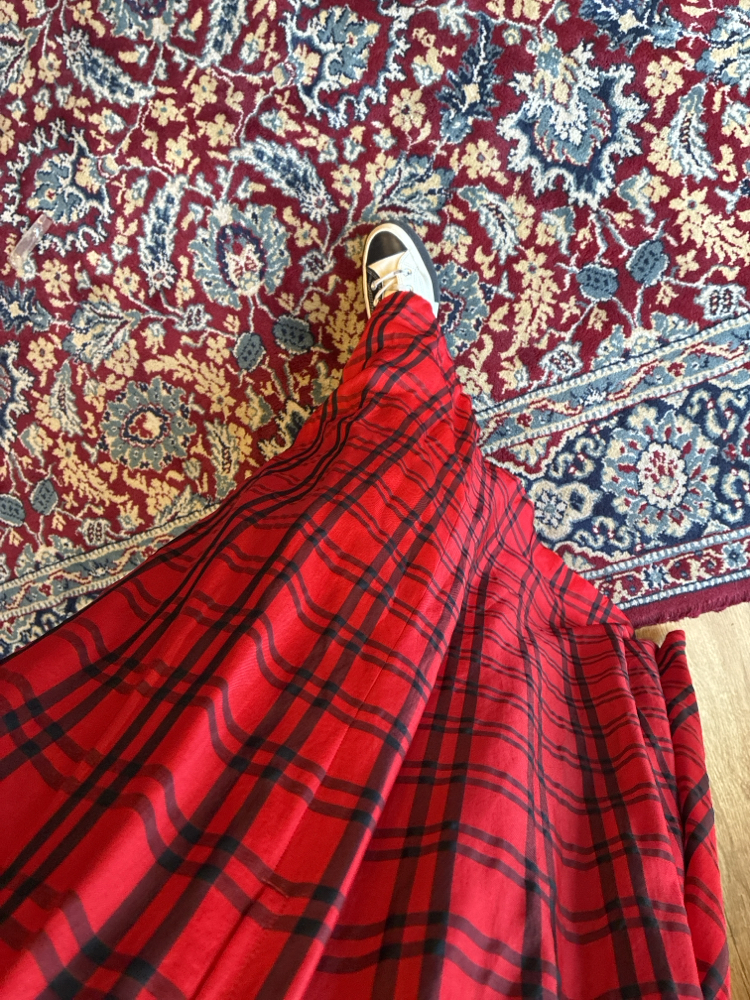 90’s Red Plaid Maxi Skirt