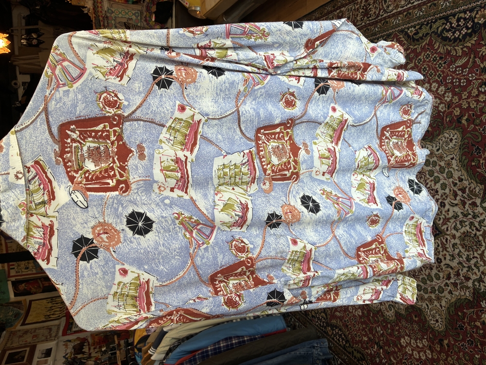80’s Nautical Print Shirt – Sailing Ship & Compass Design