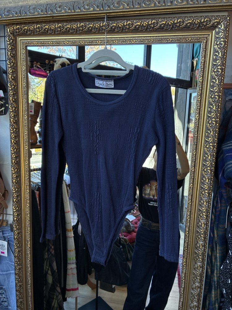 80’s Chara de Charme Textured Knit Bodysuit — Paris