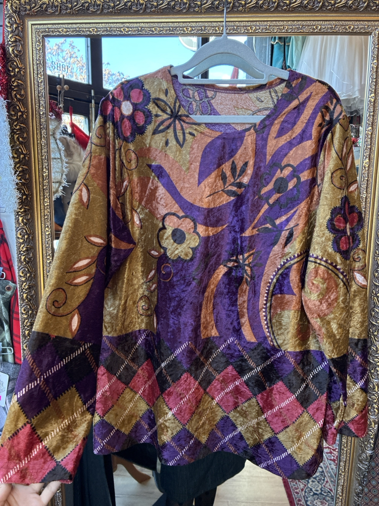 70's Daisy Velvet Top