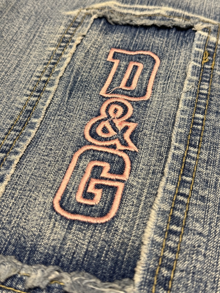 Y2K D&G Lace Patch Flare Jeans