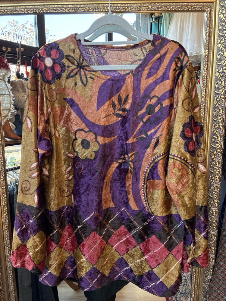 70's Daisy Velvet Top