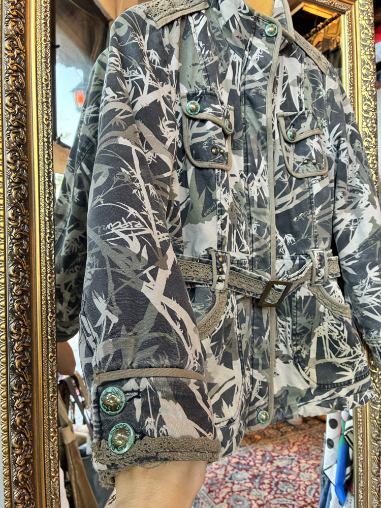Mid-2000s WenQi Belted Camo Safari Utility Jacket