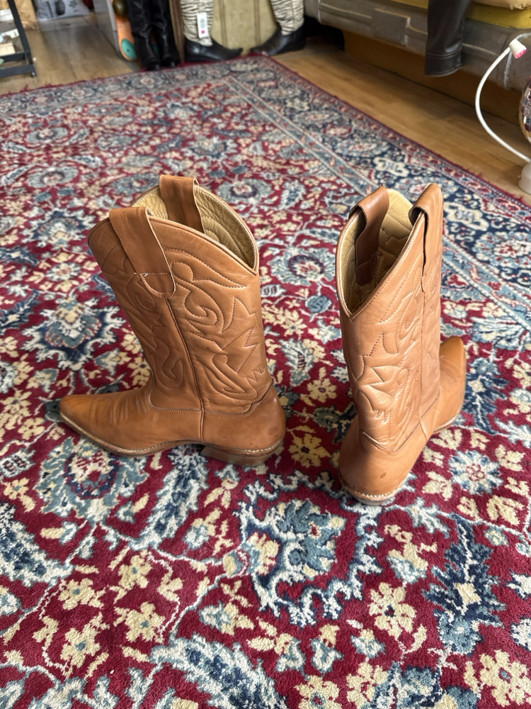 Tan Leather Cowboy Western Boots