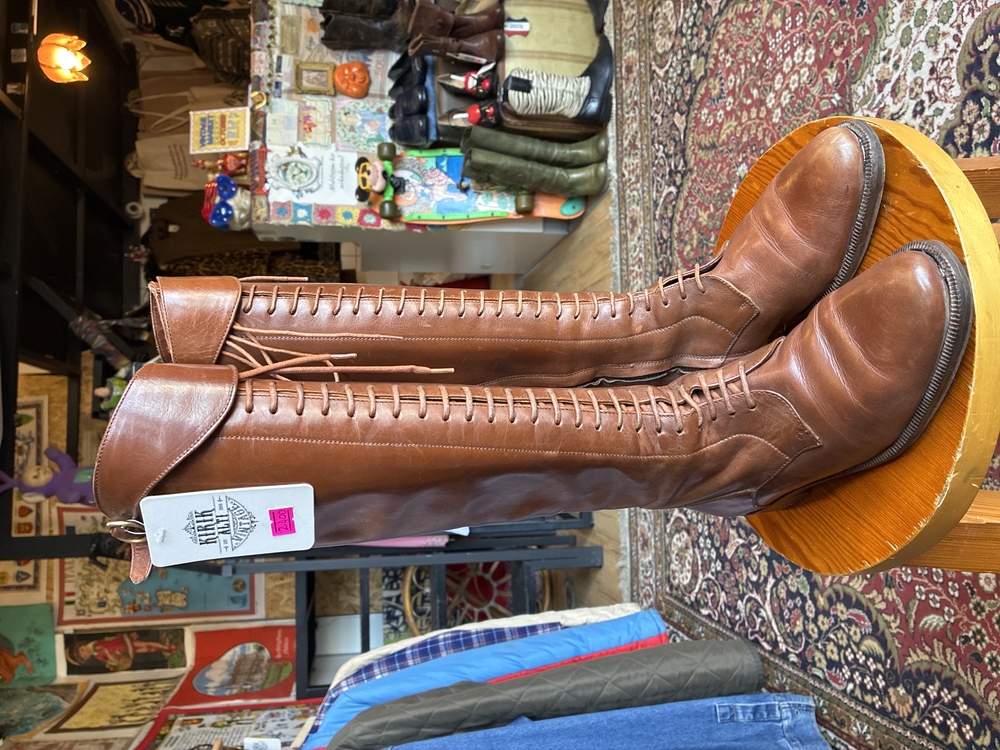 60’s Brown Leather Lace-Up Riding Boots