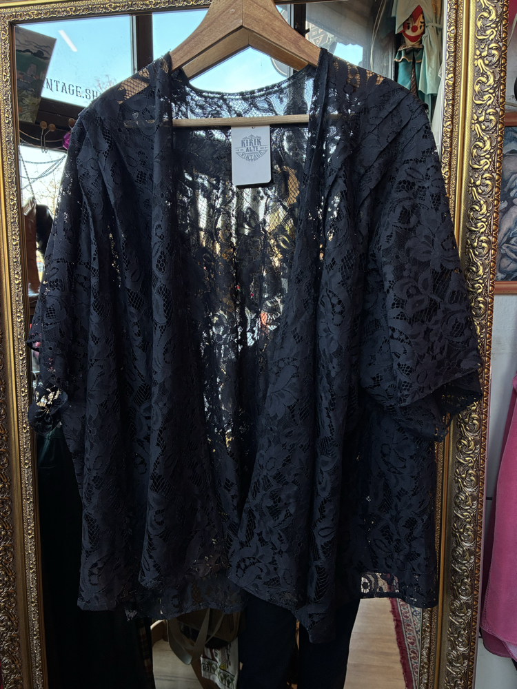 Sheer Lace Open-Front Top