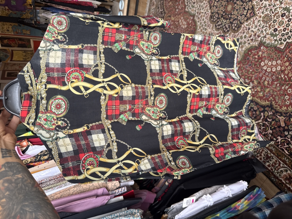 90’s Baroque Plaid Chain Print Shirt