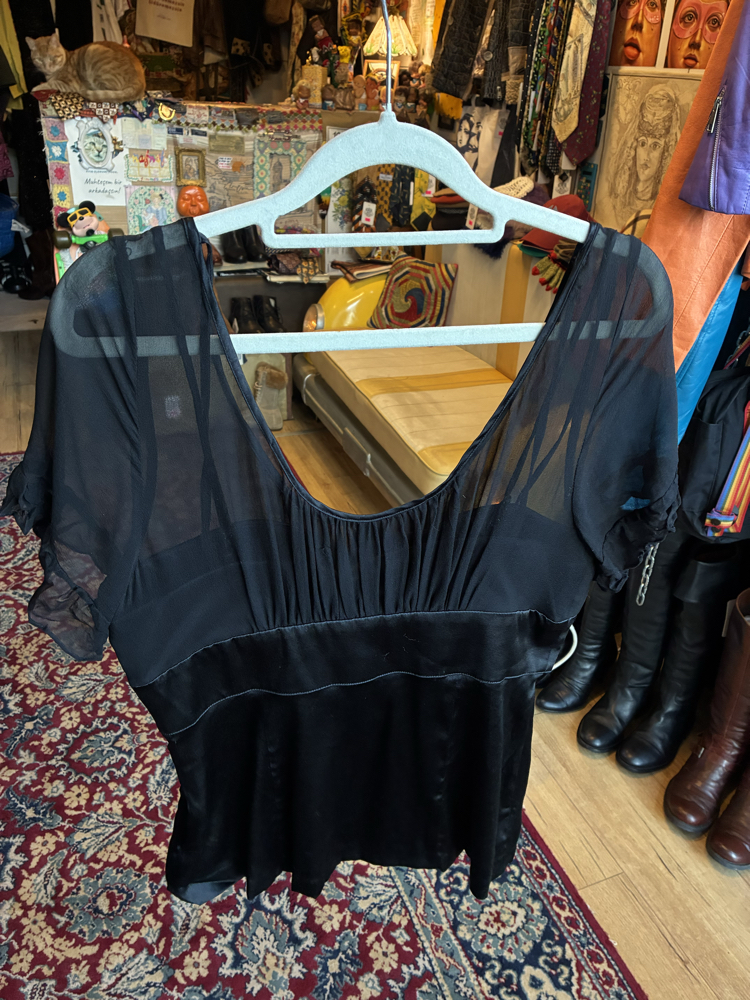 Black Satin&Silk Blouse