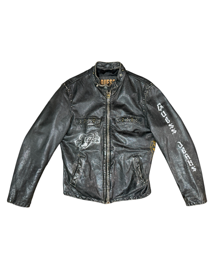 90s GUESS Luxury Jeans Graphics Leather Jacket
