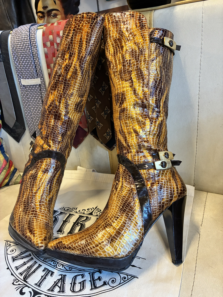 Crocodile Patent Leather Boots