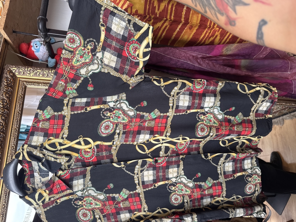 90’s Baroque Plaid Chain Print Shirt