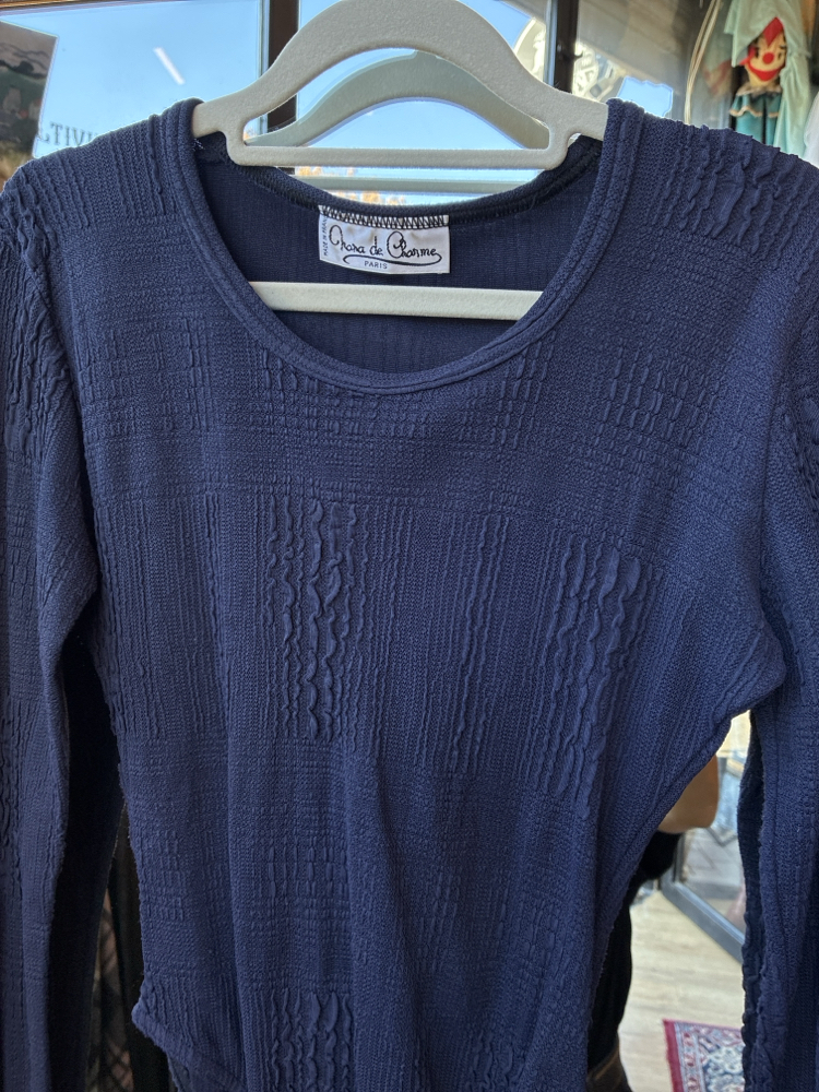 80’s Chara de Charme Textured Knit Bodysuit — Paris