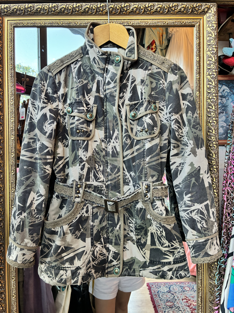 Mid-2000s WenQi Belted Camo Safari Utility Jacket
