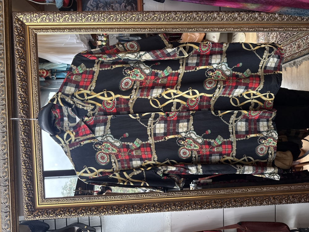 90’s Baroque Plaid Chain Print Shirt