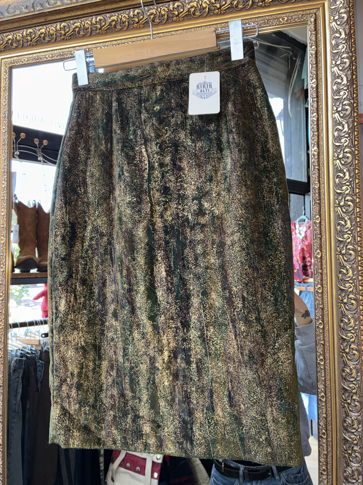 Mixed Green Velvet Skirt