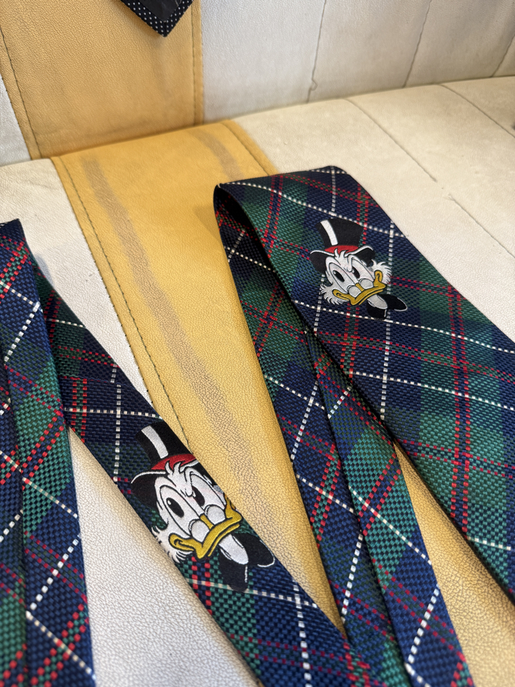 90's Disney Scrooge McDuck Tartan Silk Tie