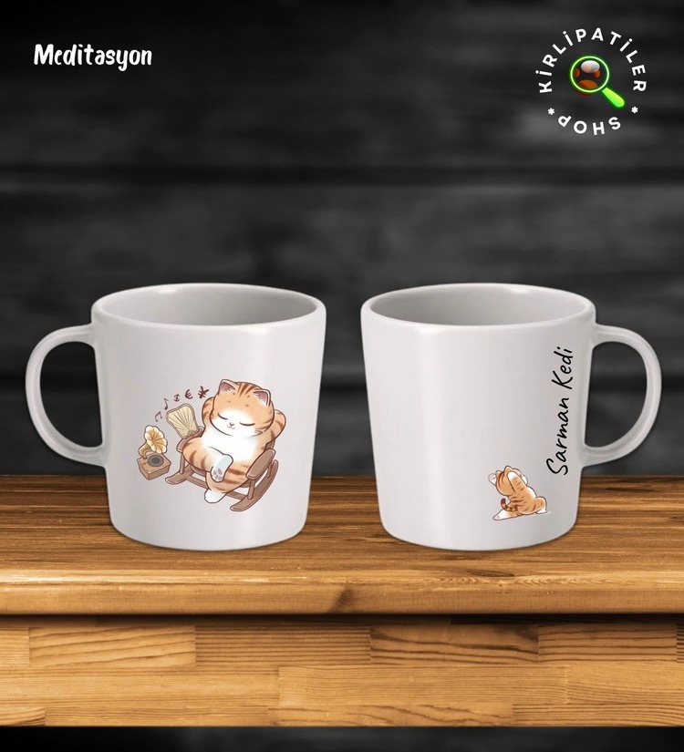 KirliPatiler Taş Kupa Fincan Üzeri Ev Kedisi Baskılı