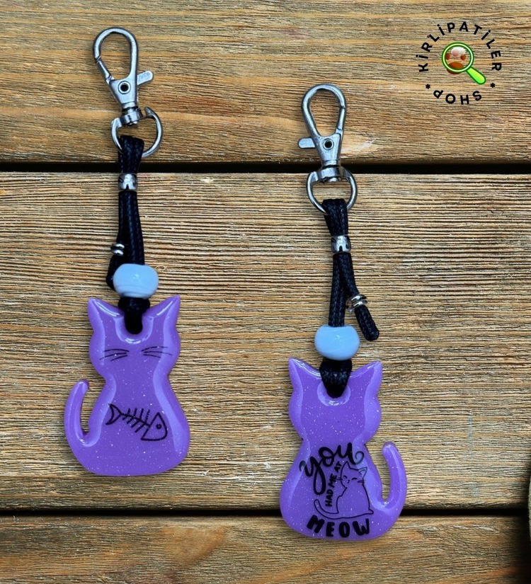 KirliPatiler Epoksi Kedi Köpek Anahtarlık, Çanta Aksesuarı