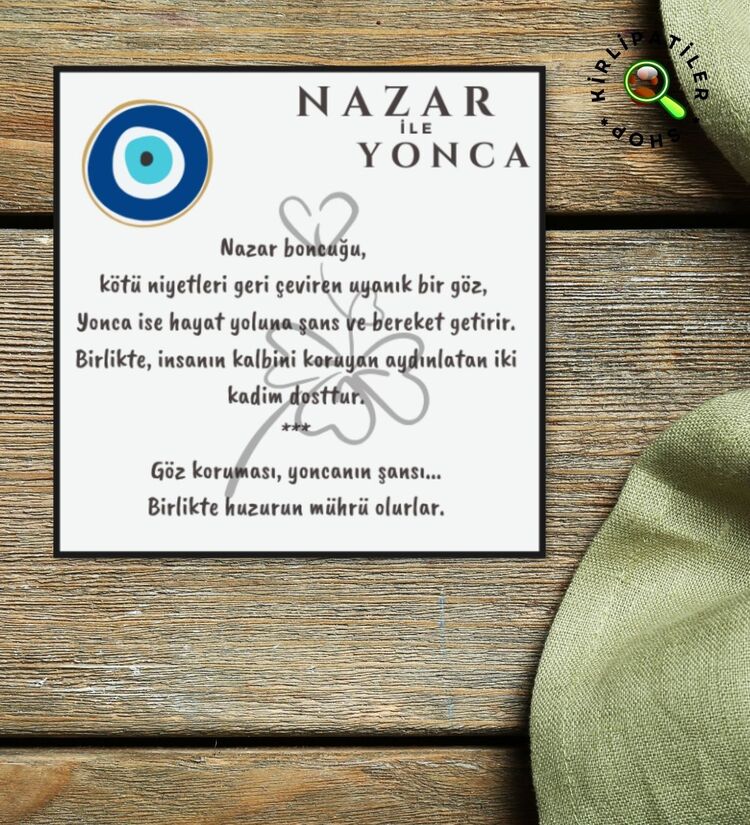 KirliPatiler Epoksi Nazar Boncuğu Yonca Şans Araç Aksesuarı, Araç Ayna Aksesuarı
