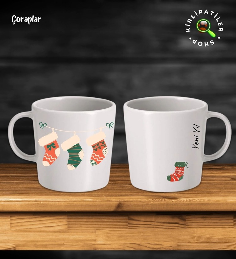 KirliPatiler Taş Kupa Fincan Üzeri Yeni Yıl Noel Baskılı