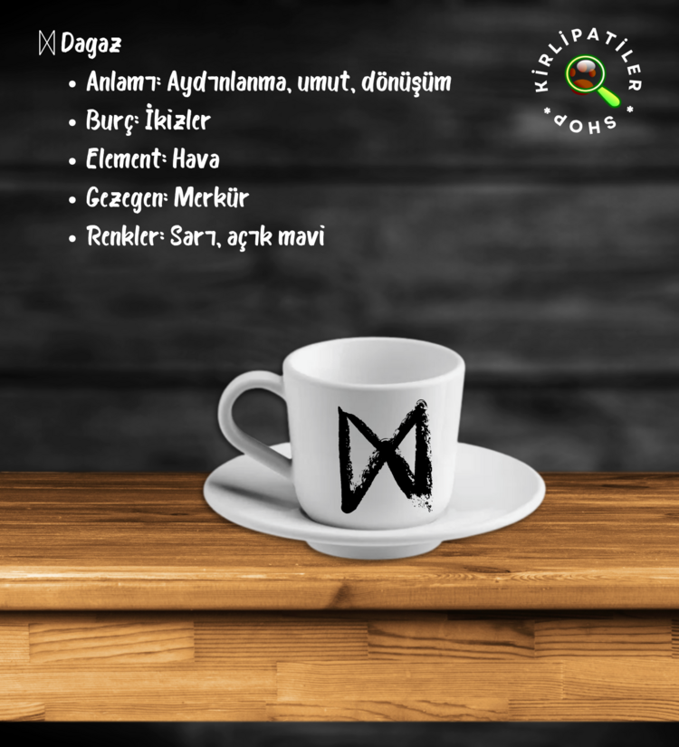 KirliPatiler Porselen Fincan Üzeri Rune Sembol Baskılı