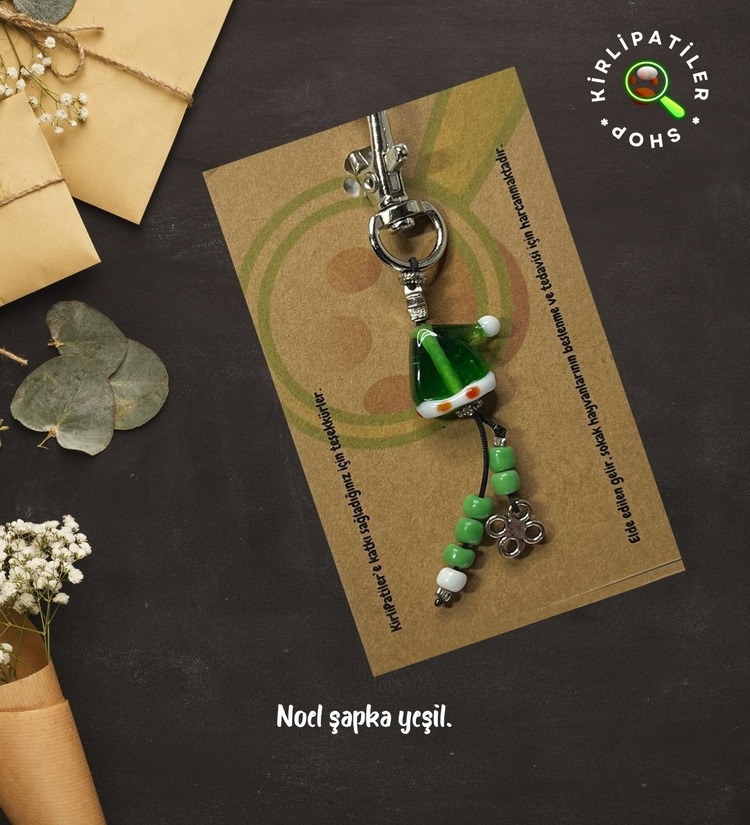 KirliPatiler Murano Cam Yılbaşı Noel Anahtarlık, Çanta Aksesuarı