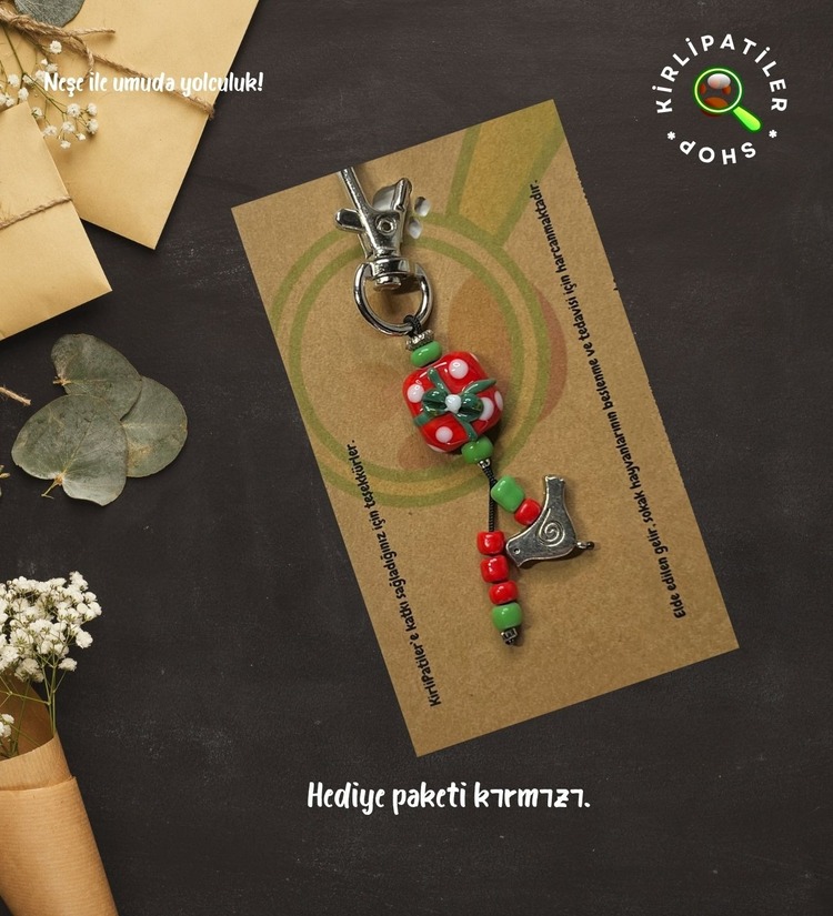KirliPatiler Murano Cam Yılbaşı Noel Anahtarlık, Çanta Aksesuarı