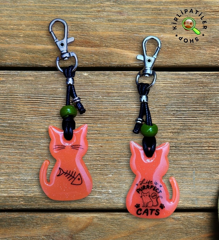 KirliPatiler Epoksi Kedi Köpek Anahtarlık, Çanta Aksesuarı