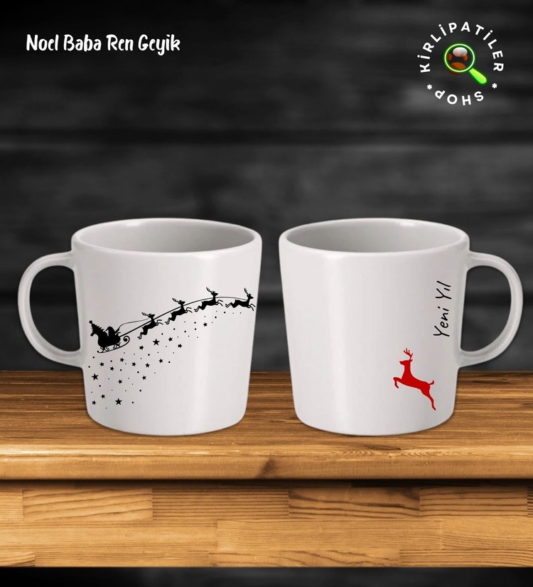 KirliPatiler Taş Kupa Fincan Üzeri Yeni Yıl Noel Baskılı